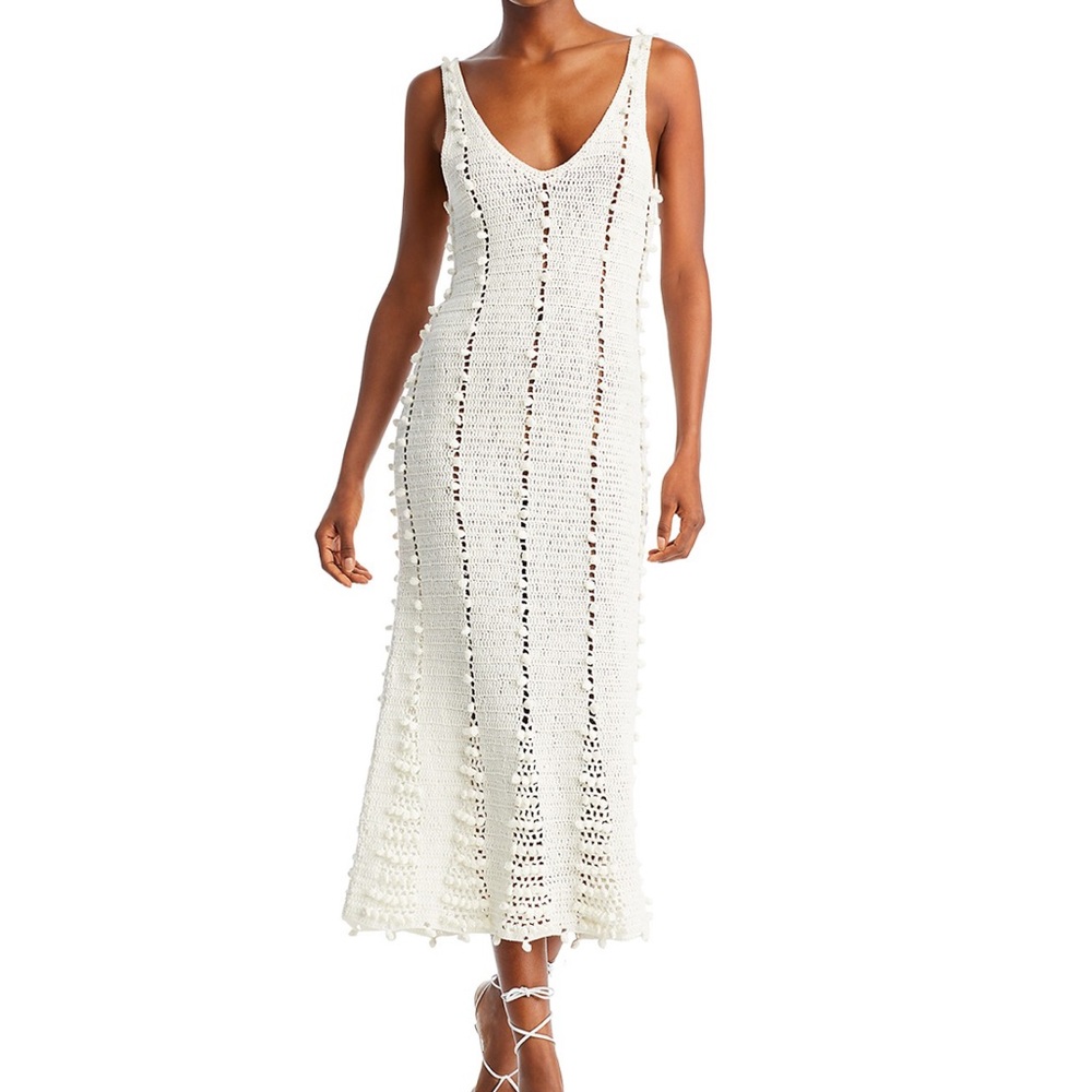 Remain Birger Christensen White Crochet Midi Skirt - Elegant Knit Summer Style